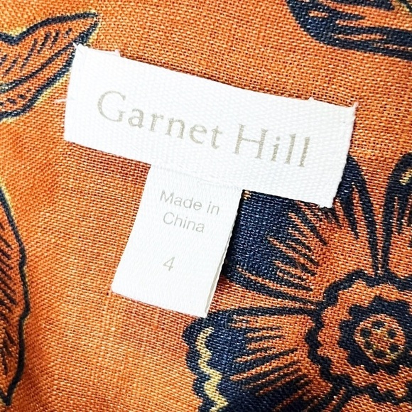 Garnet Hill Easy Linen Button-Down Shirt Pumpkin Floral Top Fall Autumn - Picture 8 of 9
